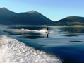 Water skiing on Lake Wakatipu